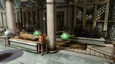 Bench with spell tomes in Temple of Kynareth.