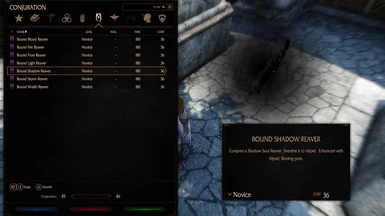 Shadow Reaver Bound menu spell
