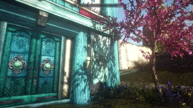 Lovely front-yard tree - tree included in house, blue wood and blue door not included and will source your personal whiterun textures