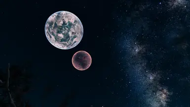 Dual Full Moon with 8K Night Sky Galaxy