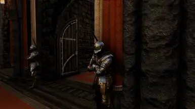 guards will wear your own ebony armors, google medieval armor overhaul