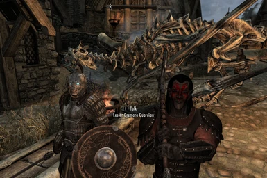 Dremora, corpse and dragon guardian. The former two equipped with the armor of some Whiterun guards who were killed to make them.
