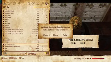 Menu associé au Pacte mis au coffre