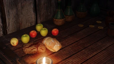 Apple and bread variants in Delphine's room.