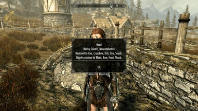Aela wears unusual armor (Ancient Nord is flagged as Daedric in vanilla, hence it is non conductive).