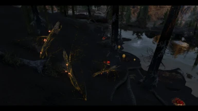 Flame stalks and flaming rock debris (also shown) are not available in this mod