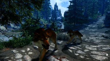 example of texture bug on the wolf furthest away