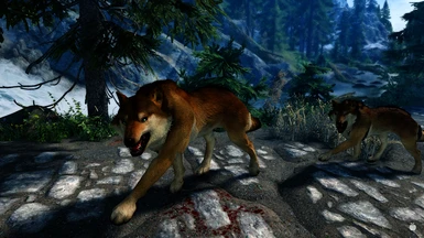 example of texture bug on the wolf furthest away