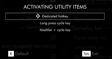 05 utility item activation options