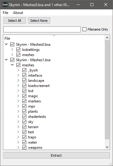 Bethesda Archive Extractor (BSA and BA2)