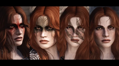All warpaint options - Bloody, Forest, Huntress and No Warpaint