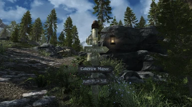 Road signs for Hearthfire DLC manors will dynamically appear as soon as you start building them