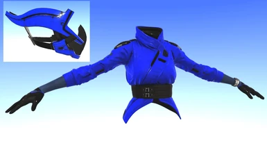Torso: Blue Jacket with Black Gloves.