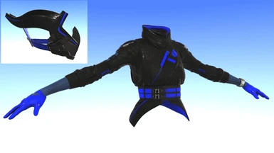 Torso: Black Jacket with Blue Gloves and Accents