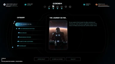 Codex - Unaffected by NEM Pause Menu and Inventory