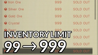 Inventory Limit Increase to 999