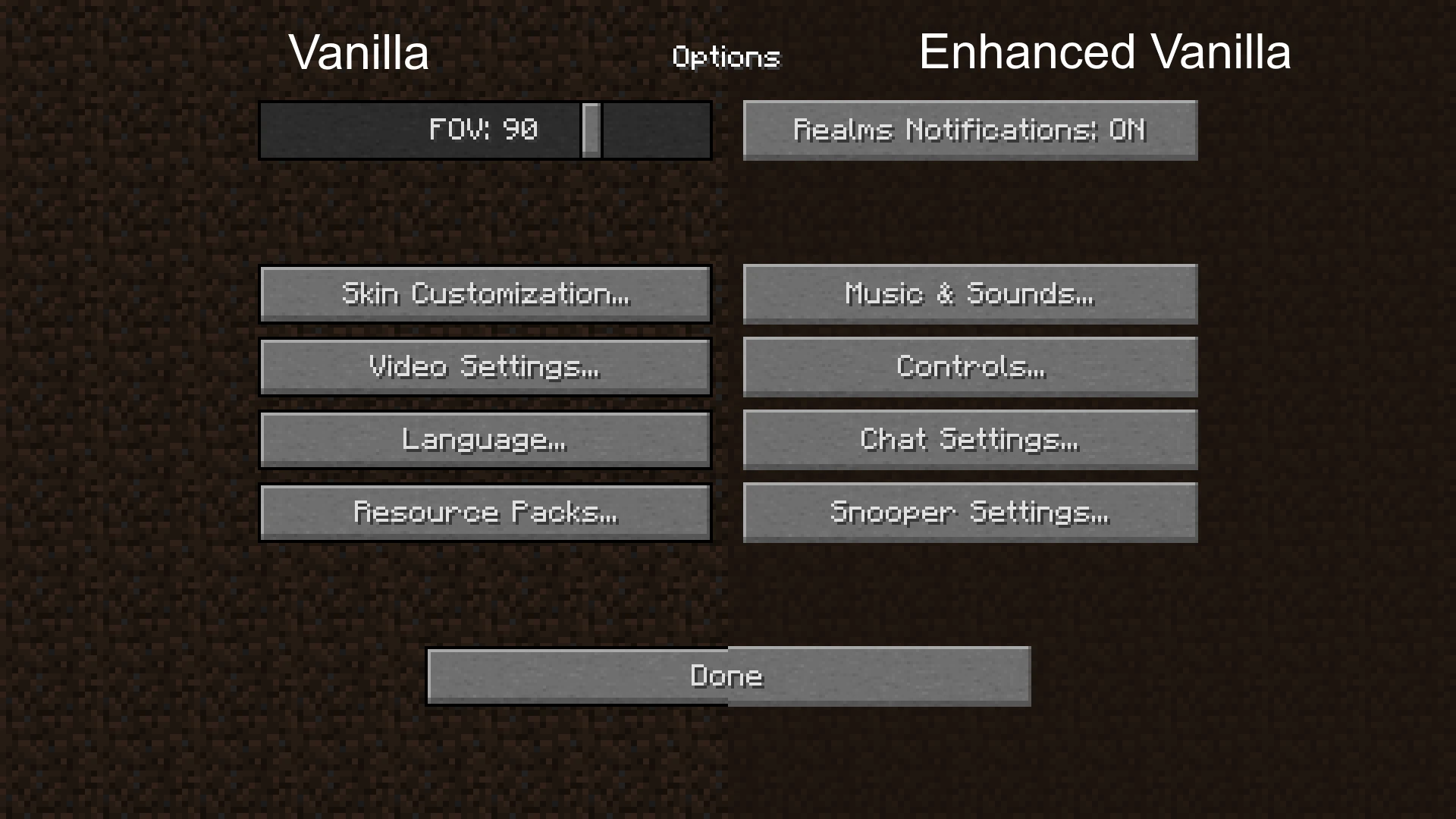 Minecraft settings