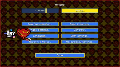 options - znygames themed gui texturepack superman java