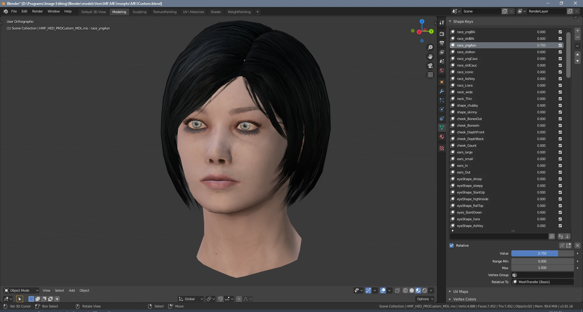 ME3 base female head model with morph shapes at Mass Effect 3 Nexus ...