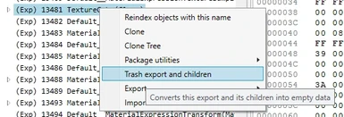 Advanced features such as trashing exports and children to save memory