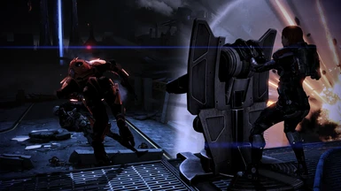 A Turian getting grabbed by a Husk during the Barricade Attack