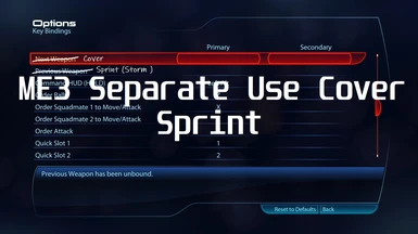 ME3 Separate Use Cover Sprint (configurable for any key )