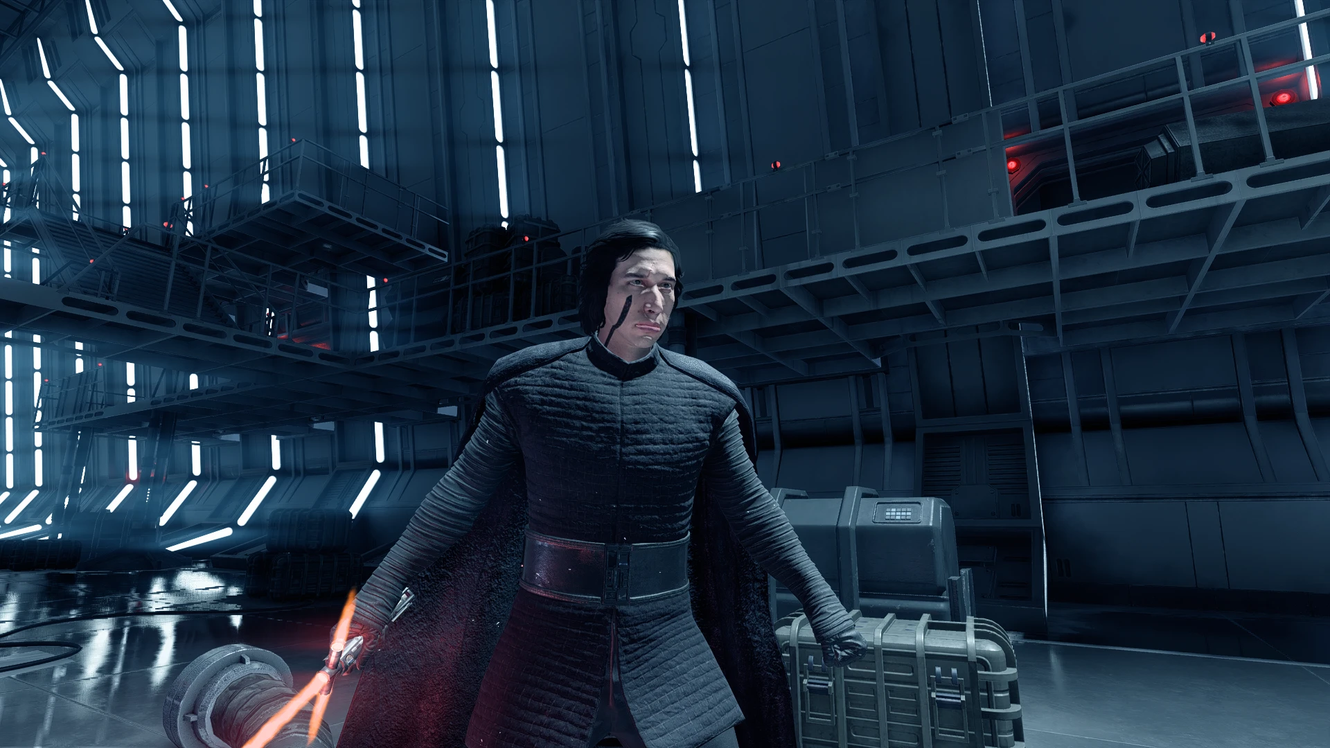 Kylo Ren With Carbon Fiber Scar Caped And No Cape At Star Wars