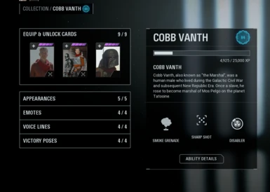 Cobb Vanth  Starcards and Text