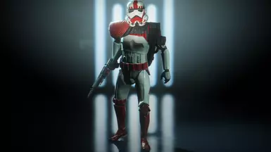 Red Sandtrooper Pauldron being used with a Shocktrooper reskin mod