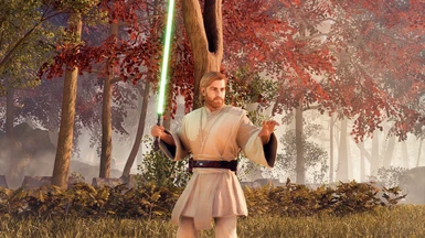 Attack of the Clones Obi-Wan by Soulbruh. Green Saber and Pose are from The Return of Ben Solo Addons