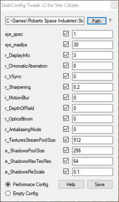 Star Citizen GAME MOD User Config Tweaker v.2.01 - download