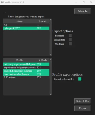 Vortex modlist exporter - modified