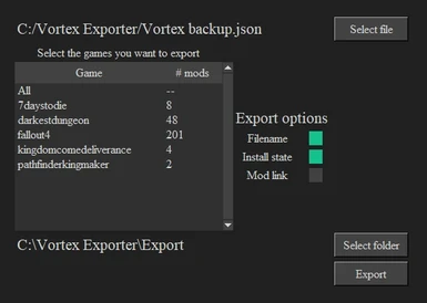 Vortex modlist exporter