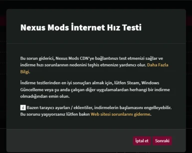 Nexus Mods Speed Test - Turkish Translation