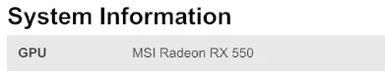 MSI Radeon RX 550