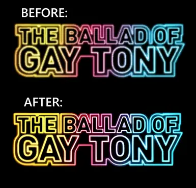 The Ballad of Gay Tony (TBoGT) Mission Completion Screen but the logo is upscaled 4x