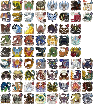 Monster 3 Star Weakness Icon Indicator for Iceborne (Hi-Res - four corners)