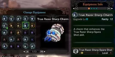 True Razor Sharp/Spare shot charm