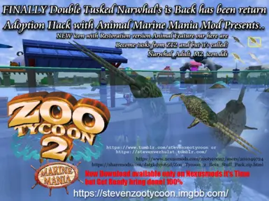 ZT2 Narwhal Promo Advertisement Marine Mania with expansions Tusked Adoption Hack Animal Mod Zoo Tycoon 2 Poster enlarged.jpg