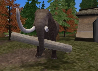 American mastodon carrying elephant enrichment log