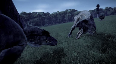 Triwervelsaurus fighting its natural counterpart