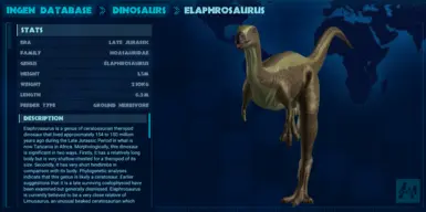 Elaphrosaurus Ingen Database info
