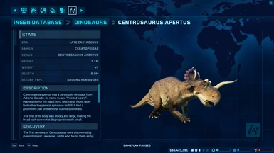 InGen Database Centrosaurus