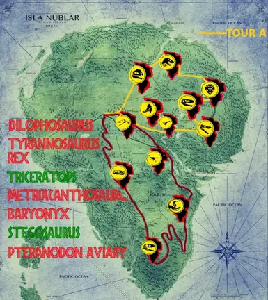 veje que eu me basei nesse mapa do 3 days at jurassic park e fiz um unico tour de todas as especies