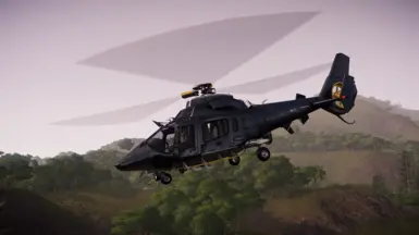 The bright orange Security Division logos have been removed from the ACU helicopter’s tail boom.