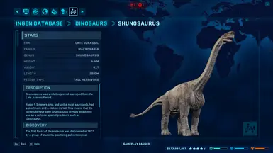 shunosaurus jurassic world the game