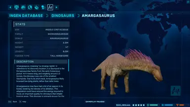 jurassic world evolution amargasaurus