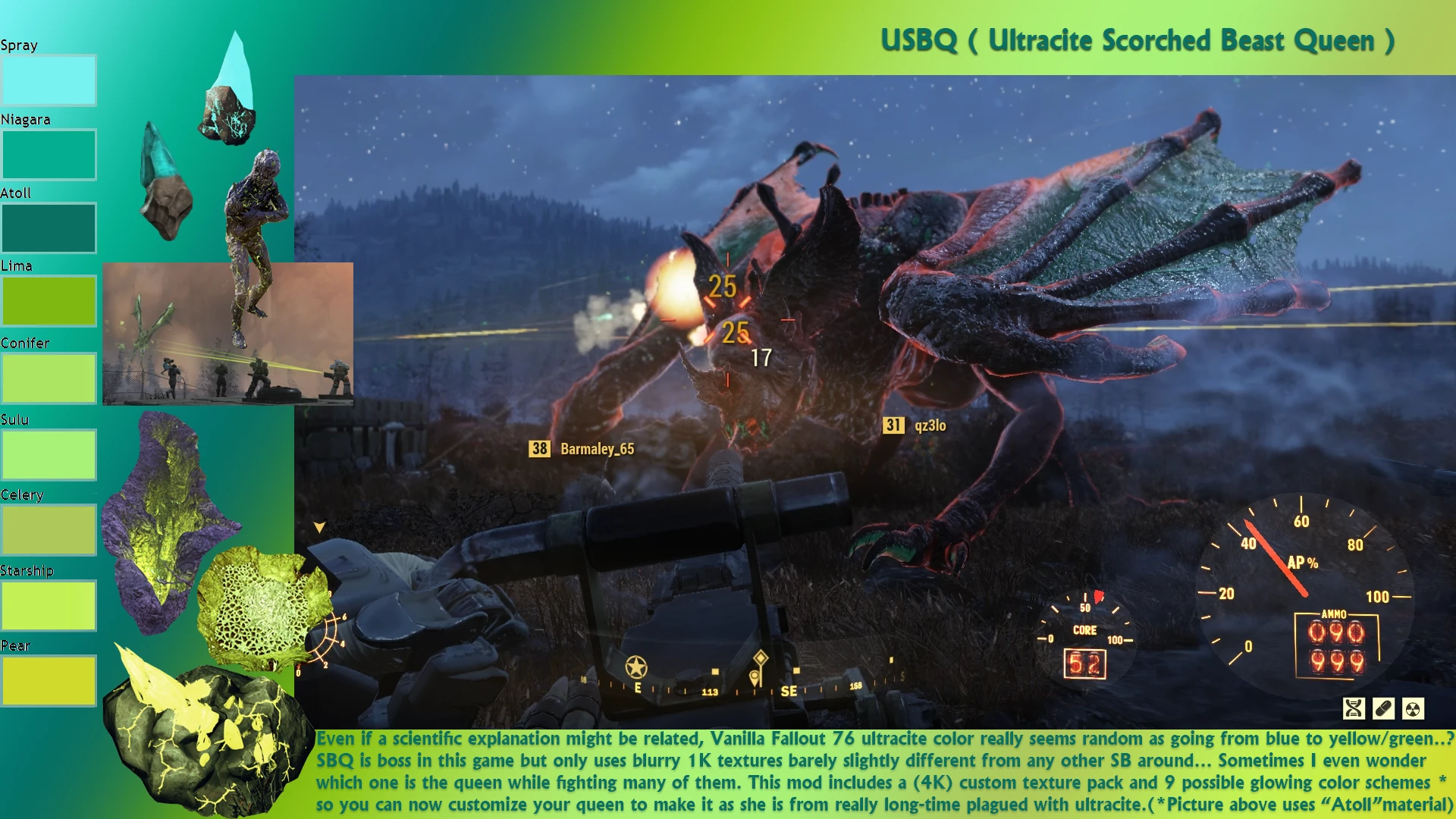 Invalidez Definitivo otoño USBQ - Ultracite Scorched Beast Queen at Fallout 76 Nexus - Mods and  community