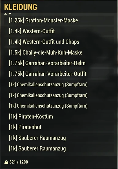 Item Value Price Tags for all Plans Apparel and Scrap (GER)