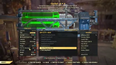 Standard to Charging barrels and vice versa for gatling laser